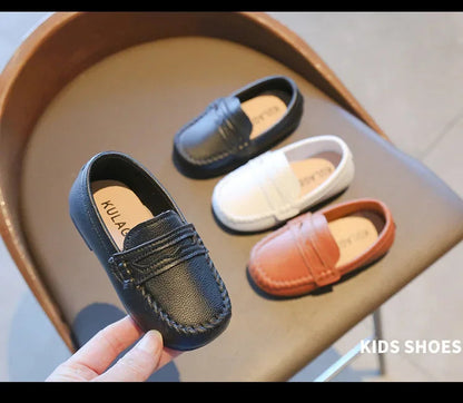 Boys' Leather School Loafers: Simple Slip-On Classic Formal Shoes