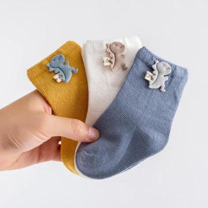 Cartoon Animal Baby Socks: 3 Pairs Set