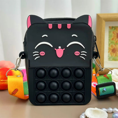 Girls Cute Cat Messenger Bag: Stylish & Educational