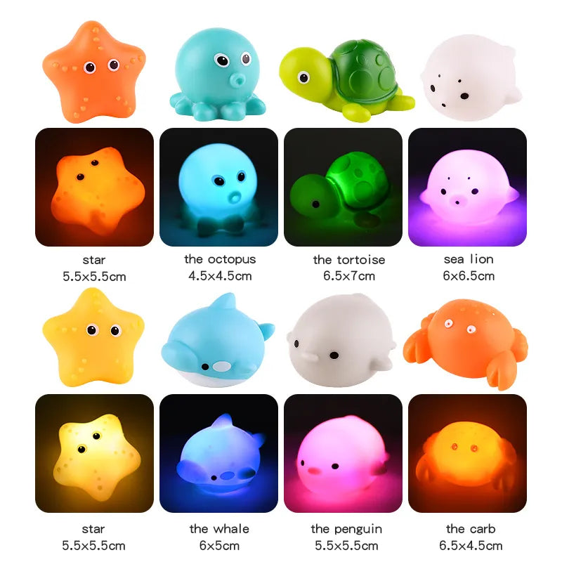 LED Light-Up Cute Animals Bath Toy for Kids