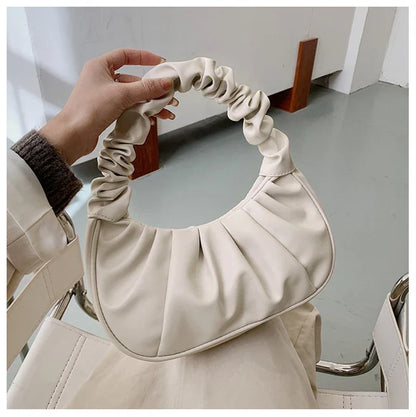 Trendy Leather Mini Cloud Shoulder Bag.