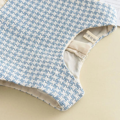 Girls' Checkered Tank Dress + Retro Coat Set (2-6Y)