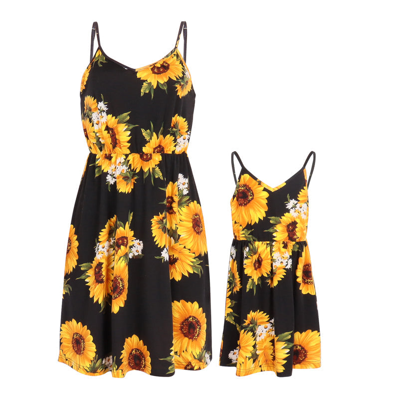 Sunflower Casual Loose Women's Dress For Mother And Daughter