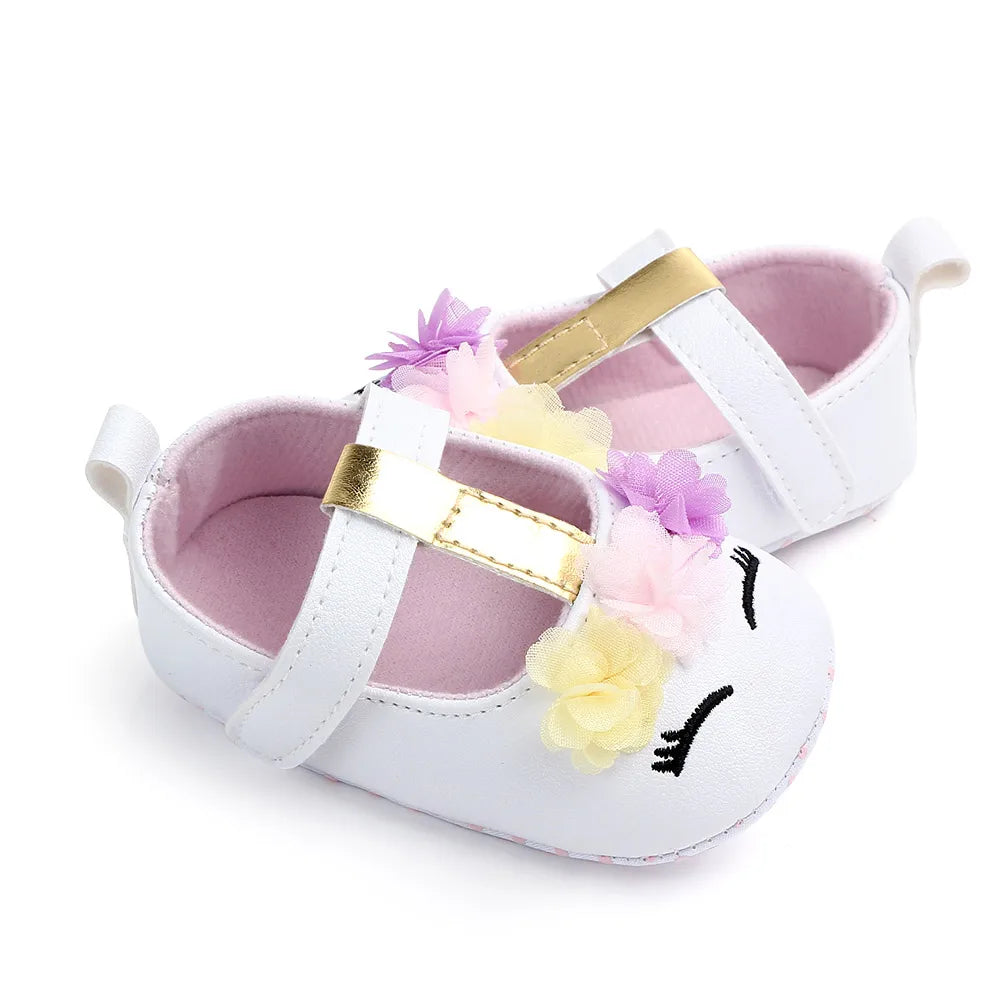 Prewalking Shoes: Soft PU Toddler Girl Shoes with Cute Flower Design