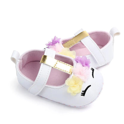 Prewalking Shoes: Soft PU Toddler Girl Shoes with Cute Flower Design