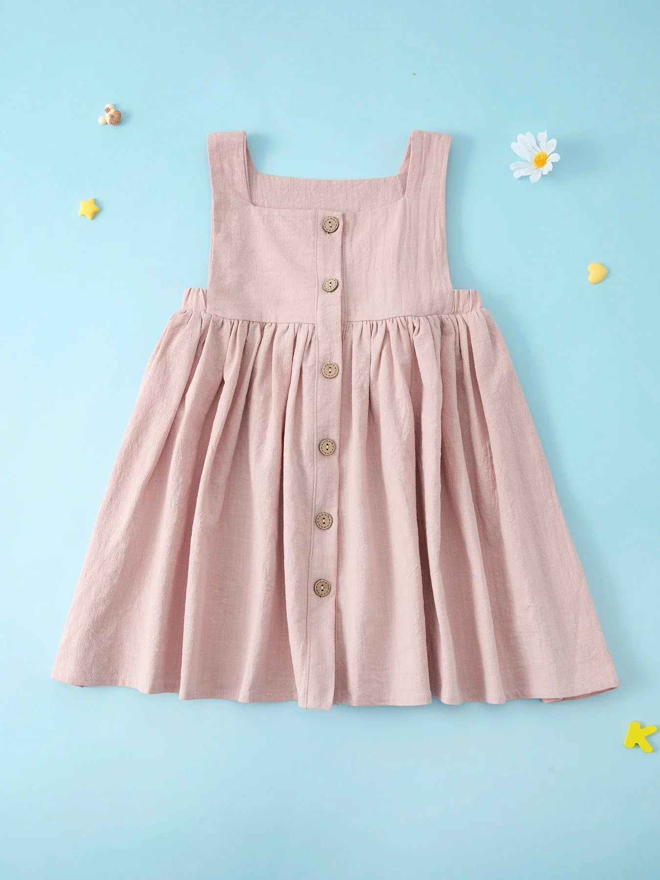 Summer Princess Dress: Solid Color Pleated Sleeveless Cotton
