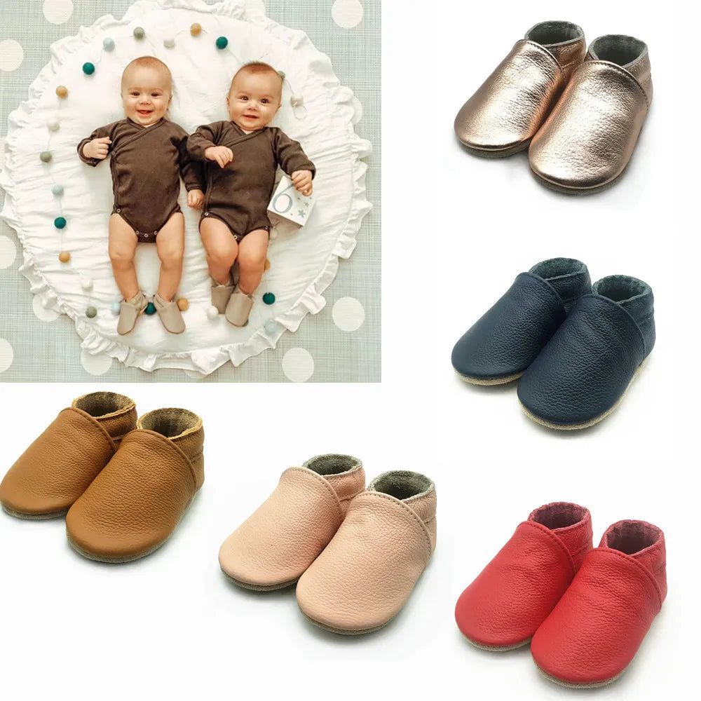 Soft Leather Newborn Booties for Babies