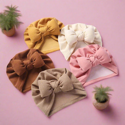 Cashmere Baby Hat: Warm Bow Topknot Bonnet