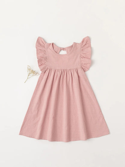 Baby Girls' Tie-back Overall Dress: Cotton Summer Casual Wear