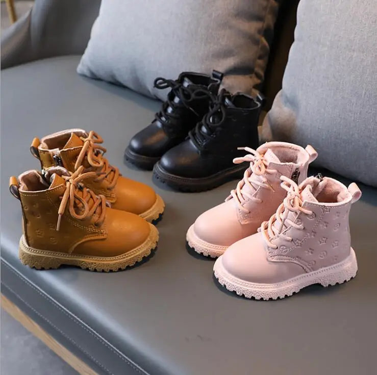 Autumn/Winter Plush Kids Boots: Fashionable & Warm