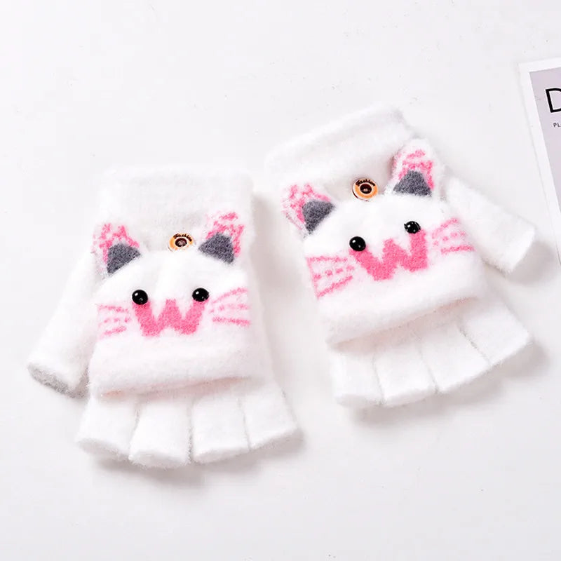 Cute Winter Gloves - Warm Faux Fur Knit for Kids