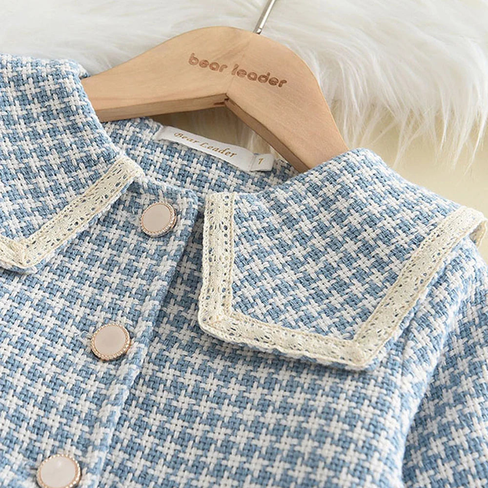 Girls' Checkered Tank Dress + Retro Coat Set (2-6Y)
