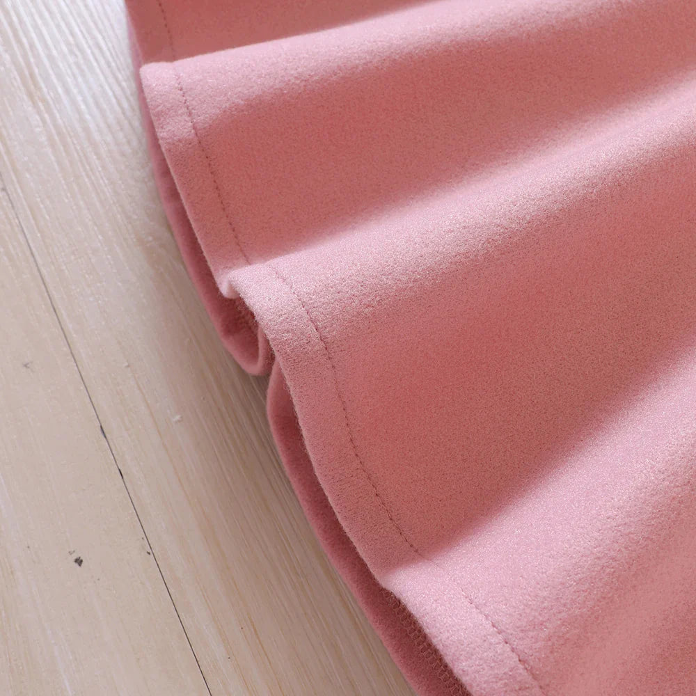 Girls' Autumn/Winter Bow Fleece Coat+Tank Top Dress+Beret