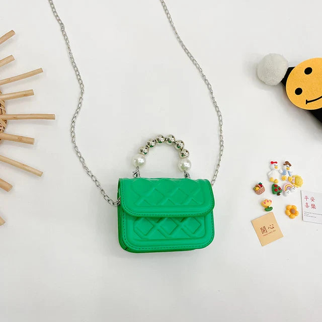 Cute Beaded Handle Mini Shoulder Purse.