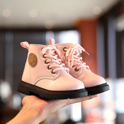 Autumn/Winter Kids' Plush Leather Boots (Size 21-30)