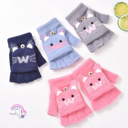 Cute Winter Gloves - Warm Faux Fur Knit for Kids