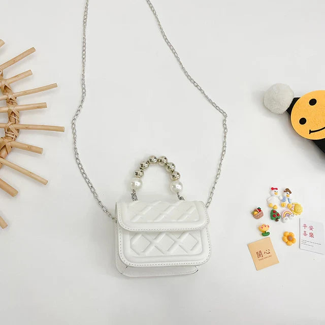 Cute Beaded Handle Mini Shoulder Purse.