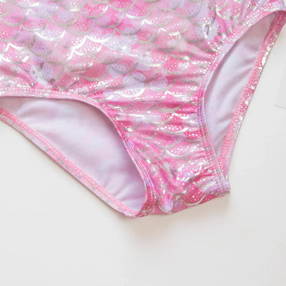Gradient Puff Sleeve Girls' Swimsuit - Mermaid Bathing Suit
