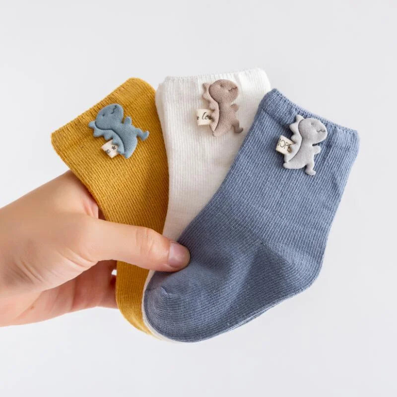Cartoon Animal Baby Socks: 3 Pairs Set