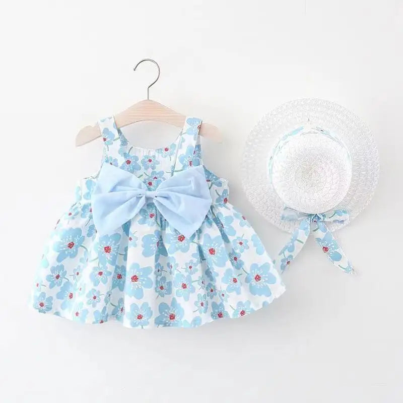 Sweet Summer Bow Floral Dress Set for Girls (3months-3 years)