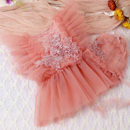 Lace Floral Mesh Romper Set for Baby