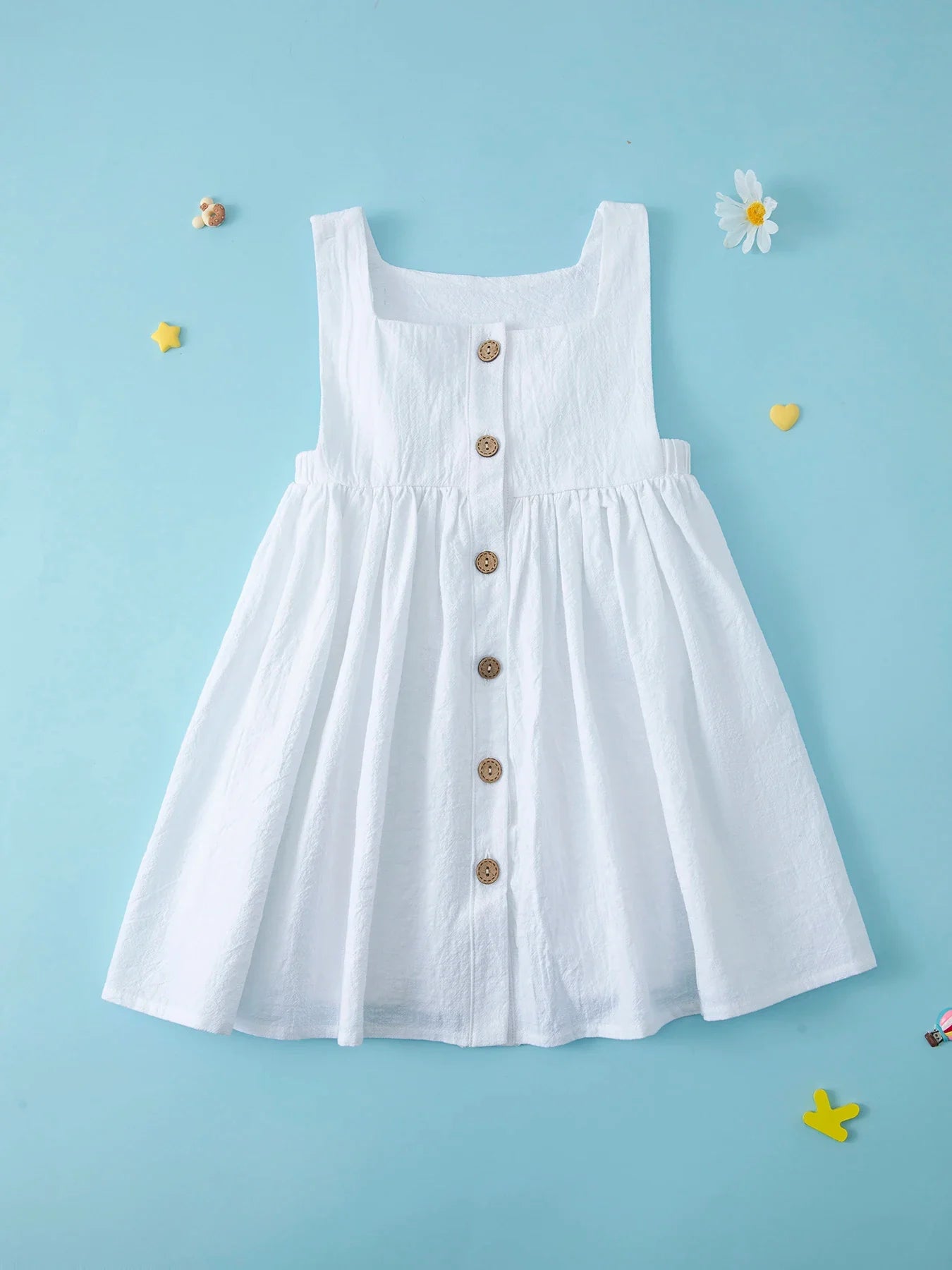 Summer Princess Dress: Solid Color Pleated Sleeveless Cotton