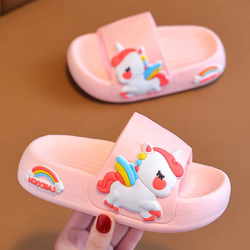 Summer Cartoon Unicorn Flip Flops - Antislip Kids Slippers