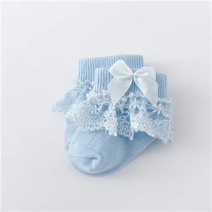 Newborn Baby Girls' Lace Socks with Princess Bow