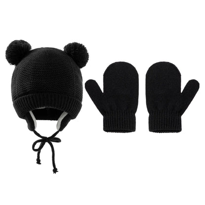 Cute Knitted Pompom Baby Hat & Glove - Winter Essential for Newborns