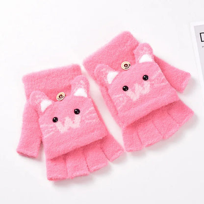Cute Winter Gloves - Warm Faux Fur Knit for Kids