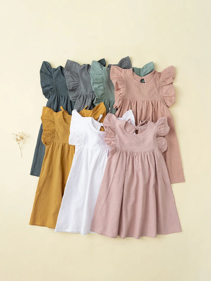 Baby Girls' Tie-back Overall Dress: Cotton Summer Casual Wear