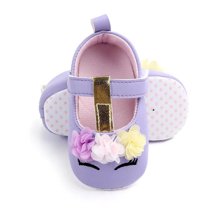 Prewalking Shoes: Soft PU Toddler Girl Shoes with Cute Flower Design