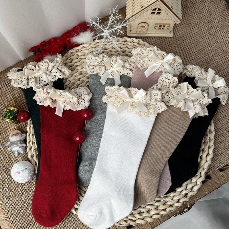 Knee High Lace  Ruffle Long Sock