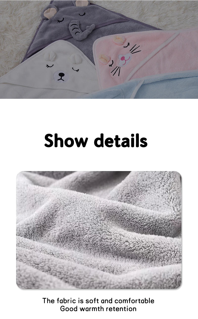 Super Soft Cartoon Hooded Baby Bath Towel - Cozy and Cute