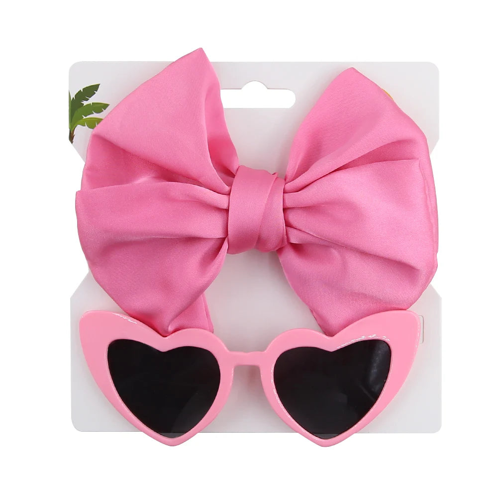 Heart Sunglasses & Bow Headband Set: Kids Fashion