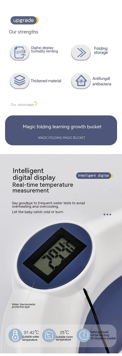 Real-time Temperature Silicone Baby Bath Tub