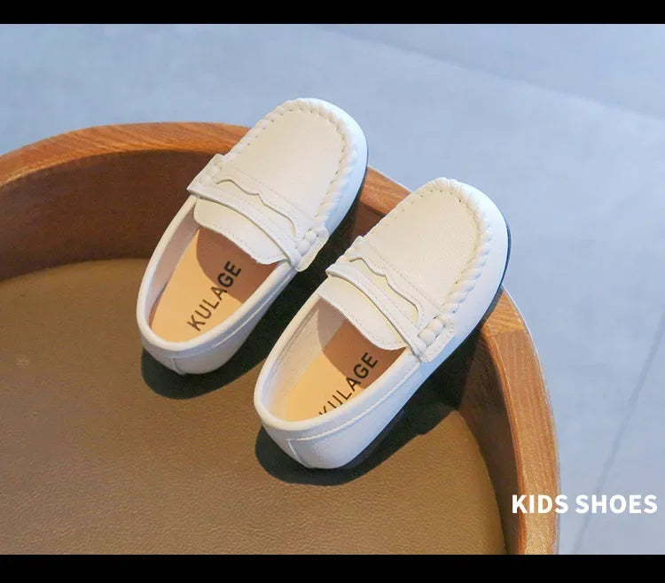 Boys' Leather School Loafers: Simple Slip-On Classic Formal Shoes