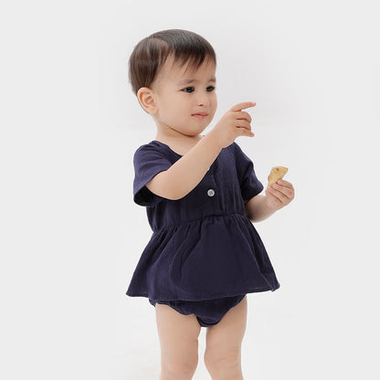 Cotton Dress Turn-down Collar Shirt Family Matching Outfits