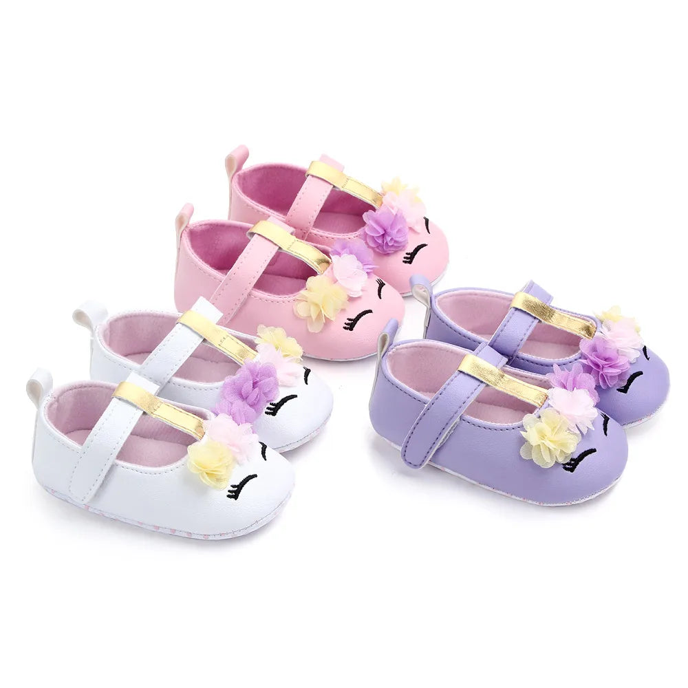 Prewalking Shoes: Soft PU Toddler Girl Shoes with Cute Flower Design