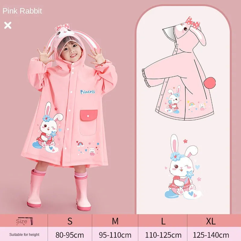 Cartoon Raincoat with Storage Bag