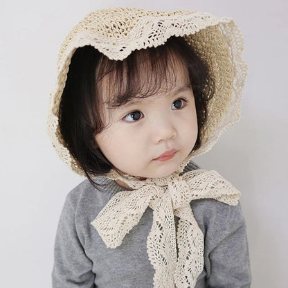 Cute Lace Straw Sun Hat: Wide Brim Panama Cap