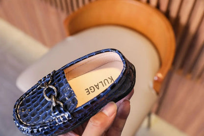 Baby Boys' Leather Loafers: Casual Flats with Metal Buckle