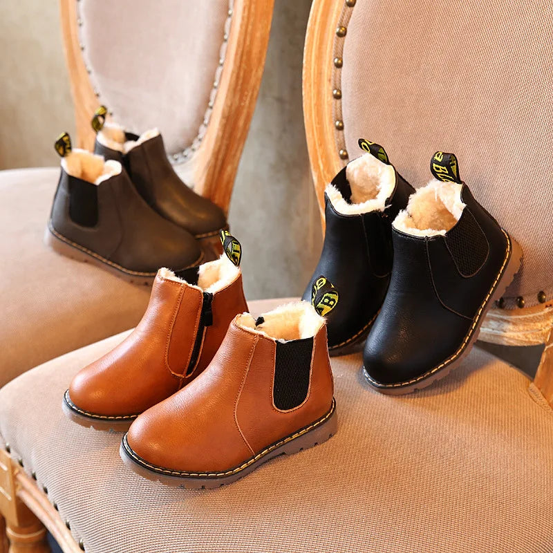 Kids Fashion Boots - Zippered Snow Boots
