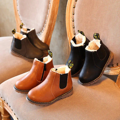 Kids Fashion Boots - Zippered Snow Boots