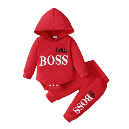 Newborn Boy 2PCS Set: Hoodie Jumpsuit + Pants
