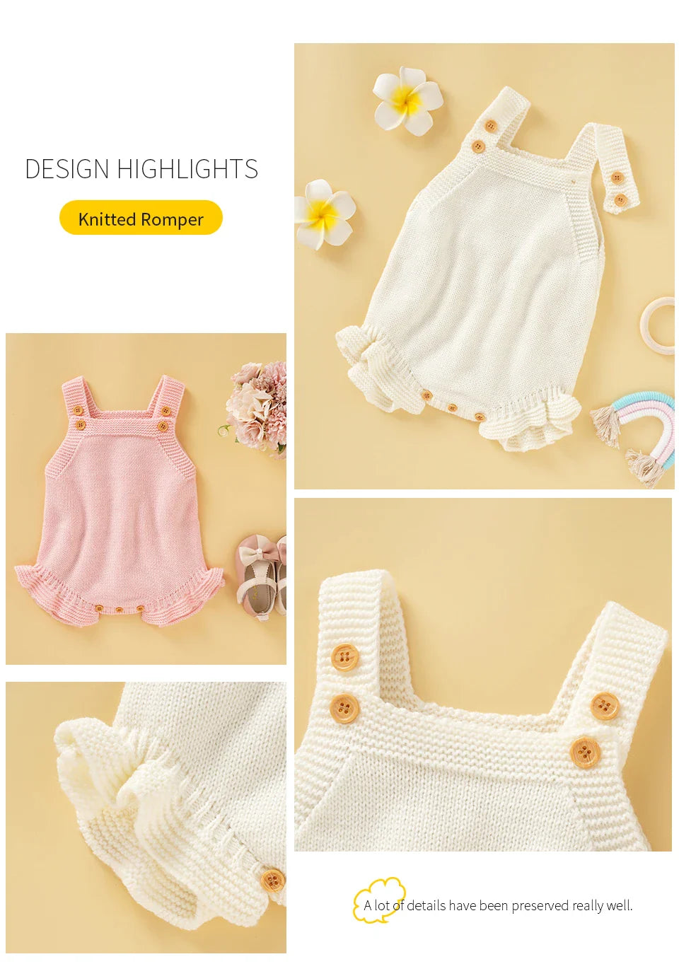 Knitted Baby Girls Summer Rompers