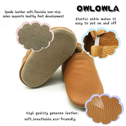 Soft Leather Newborn Booties for Babies