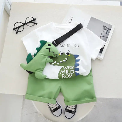 Summer Casual Dinosaur Baby Boy Outfit Set