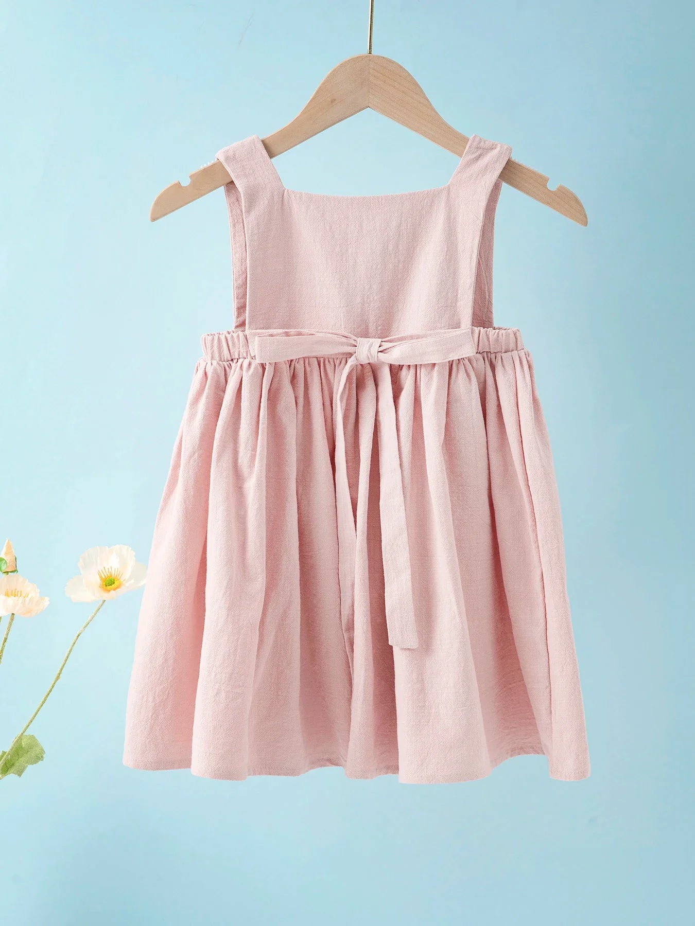 Summer Princess Dress: Solid Color Pleated Sleeveless Cotton