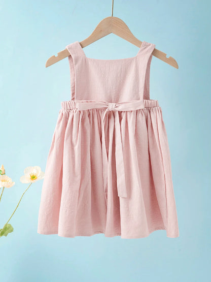 Summer Princess Dress: Solid Color Pleated Sleeveless Cotton